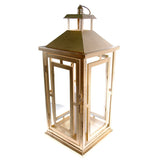 Shop4Omni 20 Inch Metal and Glass Tabletop Centerpiece Lantern with Flame-Less Candle