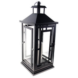 Shop4Omni 20 Inch Metal and Glass Tabletop Centerpiece Lantern with Flame-Less Candle