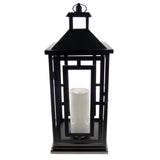 Shop4Omni 20 Inch Metal and Glass Tabletop Centerpiece Lantern with Flame-Less Candle
