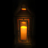 Shop4Omni 20 Inch Metal and Glass Tabletop Centerpiece Lantern with Flame-Less Candle