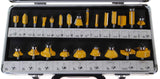 S4O 24 Piece Carbide Router Bit Tools Set 1/2 1/4 Inch + Case Wood Door Trim Cut