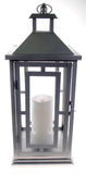 Shop4Omni 20 Inch Metal and Glass Tabletop Centerpiece Lantern with Flame-Less Candle