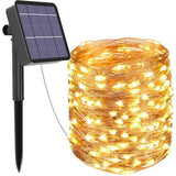 Solar Power 100 LED Copper Wire Fairy Light Tree Patio Outside 32 Ft Warm White