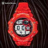 CampCo Smith & Wesson Red Tactical Digital Shock Watch - Three Modes of Operation, EL Backlight, TPR Band, Chronograph, Water-Resistant