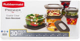 Rubbermaid 071691490951 Premier Food Storage Containers, 30-Piece Set, Gray, Transparent