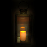 Shop4Omni 16.5 Inch Metal and Glass Tabletop Centerpiece Lantern with Flame-Less Candle