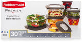 Rubbermaid 071691490951 Premier Food Storage Containers, 30-Piece Set, Gray, Transparent
