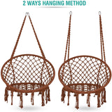EBUNG Macramé Hammock Chair Hanging Swing Seat – Elegant and Classy Knotted Design – 100% Cotton – Durable and Strong – Ideal for Both Indoors and Outdoors – Be it Living Room, Study, Patio or Garden