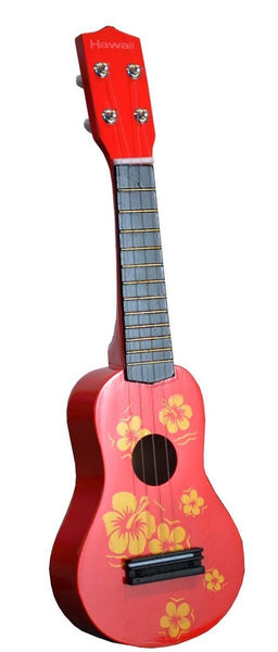 Toy Ukulele 4 string Hawaiian Theme Uke Guitar for Kids - Red