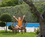 EBUNG Macramé Hammock Chair Hanging Swing Seat – Elegant and Classy Knotted Design – 100% Cotton – Durable and Strong – Ideal for Both Indoors and Outdoors – Be it Living Room, Study, Patio or Garden