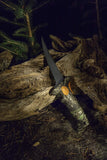 Bubba 6 Inch Turkinator Hunting Knife with Mossy Oak Obsession Pattern, Non-Slip Grip Handle, Full Tang High-Carbon Non-Stick Stainless Steel Serrated Blade, Lanyard Hole and Sheath for Outdoors