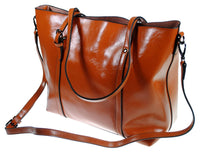 The Kyra Collection Womens Genuine Leather Satchel Purse Shoulder Bag - Brown