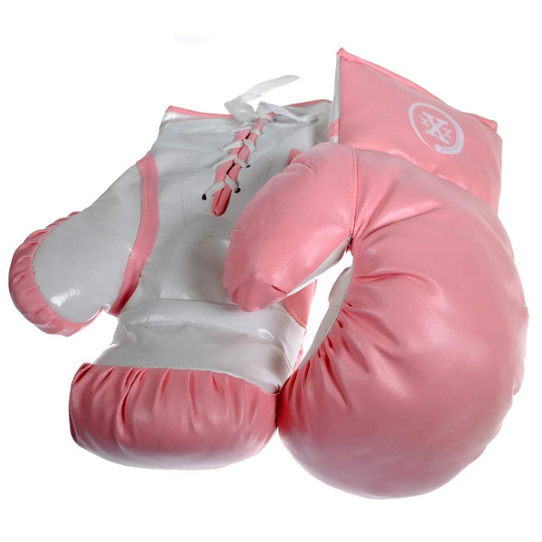 1 Pair of Triple Threat Lace-Up Style Kids Boxing Gloves - Pink