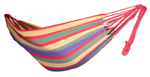 Shop4Omni Omni Two Person Outdoor Striped Cotton Hammock in Bag - Yamini Red