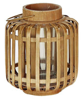 Great Finds 6-1/2 Inch Bamboo Lantern with Glass Candle Holder
