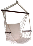 OMNI Patio Swing Seat Hanging Hammock Cotton Rope Chair With Cushion Seat (Black)