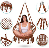 EBUNG Macramé Hammock Chair Hanging Swing Seat – Elegant and Classy Knotted Design – 100% Cotton – Durable and Strong – Ideal for Both Indoors and Outdoors – Be it Living Room, Study, Patio or Garden