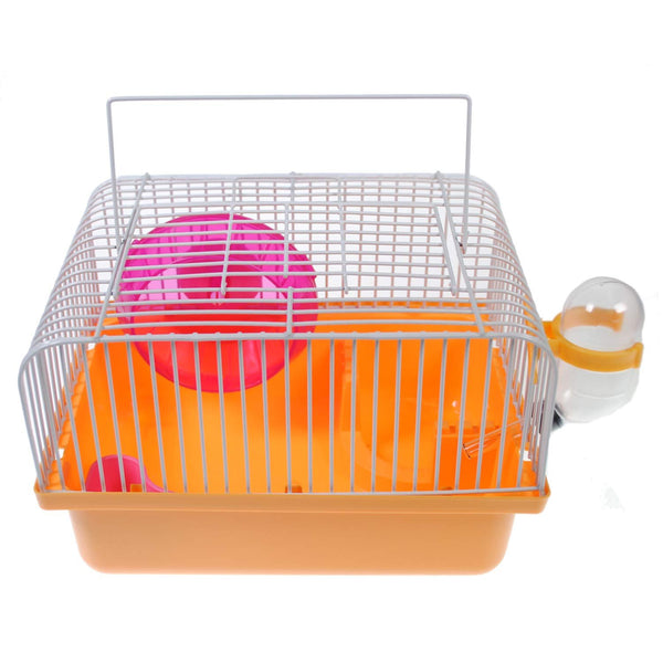 Shop4Omni Portable Traveler Hamster Cage Gerbil Habitats with Wheel - Orange