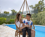 EBUNG Macramé Hammock Chair Hanging Swing Seat – Elegant and Classy Knotted Design – 100% Cotton – Durable and Strong – Ideal for Both Indoors and Outdoors – Be it Living Room, Study, Patio or Garden
