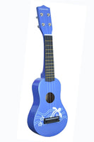 Toy Ukulele 4 string Hawaiian Theme Uke Guitar for Kids - Blue