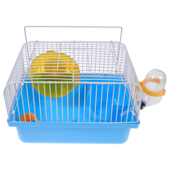 Shop4Omni Portable Traveler Hamster Cage Gerbil Habitats with Wheel - Blue