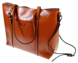 The Kyra Collection Womens Genuine Leather Satchel Purse Shoulder Bag - Brown