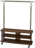 Household Essentials Rolling Garmant Rack with Storage Shelves, Walnut