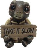 "Zippy" Turtles with Sign (4 Piece Set) Resin Figurines Take It Slow Eat My Dust