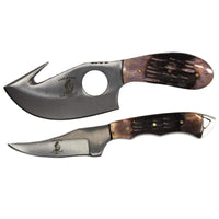 Bone Collector Hunting Knife Two Piece Set Straight Edge/Gut Hook Skinner - Bone