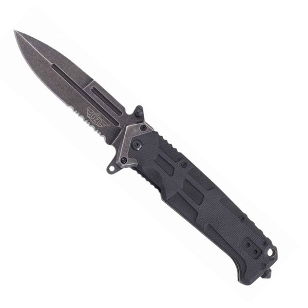 Uzi UZK-FDR-025 Folding Blade Tactical Knife with Black Stonewash Finish