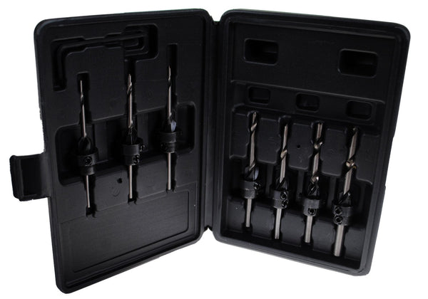 22pc Countersink Drill Bit Set with Molded Case - Made for Screw Sizes #5,6,7,8,9,10,12