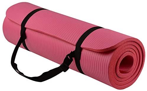 Shop4Omni Yoga mat 72" X 24" - Extra Thick Exercise Mat - with Carrying Strap for Travel - Pink