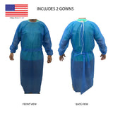 Lot of 2 - Isolation Gown Elastic Wrist Waterproof Disposable Lab Clothing L-XL