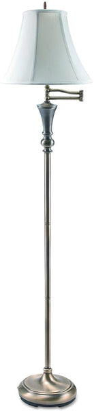 LEDU Antique Floor Lamp with Swing Arm Bell Shade, 60-Inch, Brass (L9004)