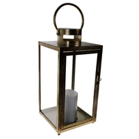 Shop4Omni 10 Inch Metal and Glass Tabletop Centerpiece Lantern Flame-Less Candle