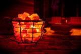 HemingWeigh Himalayan Salt Chip Lamp in Metal Basket Bowl 8x7.15” Electric Wire and Bulb Included