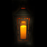 Shop4Omni 20 Inch Metal and Glass Tabletop Centerpiece Lantern with Flame-Less Candle