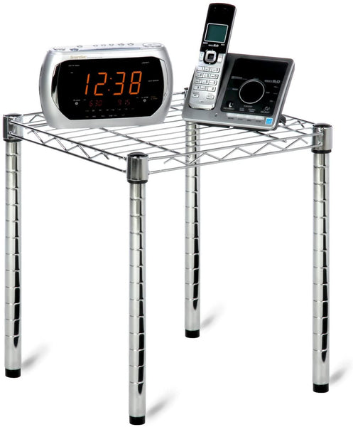 Honey-Can-Do Commercial Side Table Small Wire Chrome Night Stand