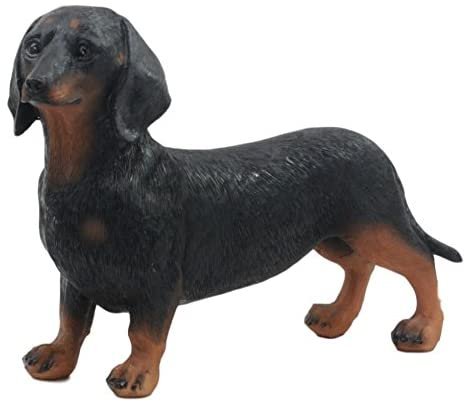 Ebros Adorable Black and Tan Dachshund Dog Statue 8" Long Schnitzel Sausage Wiener Dog Figurine