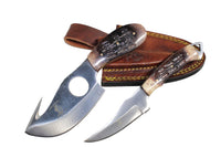 Bone Collector Hunting Knife Two Piece Set Straight Edge/Gut Hook Skinner - Bone