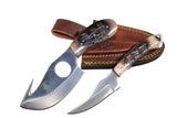 Bone Collector Hunting Knife Two Piece Set Straight Edge/Gut Hook Skinner - Bone