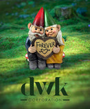 DWK - Gnome & Forever - Adorable Hand-Painted Gnome Couple in Love with Heart-Shaped Forever Wood Slice Indoor Outdoor Figurine Cute Romantic Home Garden Patio Lawn Accent, 6.5-inch