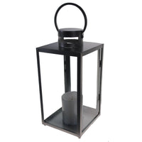 Shop4Omni 10 Inch Metal and Glass Tabletop Centerpiece Lantern Flame-Less Candle