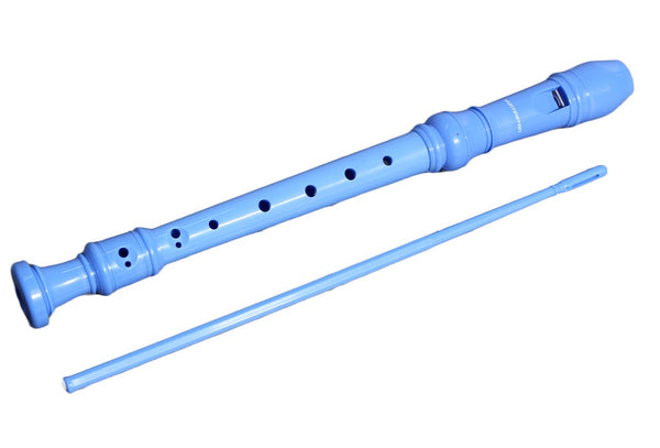 3 Piece 8 Hole Soprano Kids Recorder Music Flute w Cleaning Rod Blue