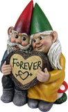 DWK - Gnome & Forever - Adorable Hand-Painted Gnome Couple in Love with Heart-Shaped Forever Wood Slice Indoor Outdoor Figurine Cute Romantic Home Garden Patio Lawn Accent, 6.5-inch