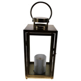 Shop4Omni 10 Inch Metal and Glass Tabletop Centerpiece Lantern Flame-Less Candle