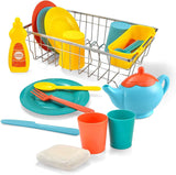 JOYIN Kids Kitchen Pretend Play Dish Wash and Dry Children's Play Dishes Pans and Pots Playset (25 pcs with Drainer)