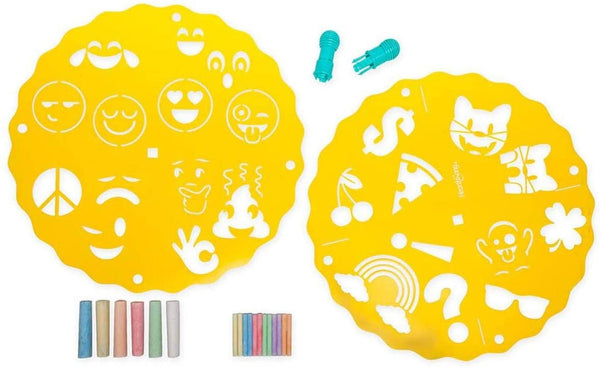 HearthSong Chalkscapes Emoji Stencils & Chalk Kit