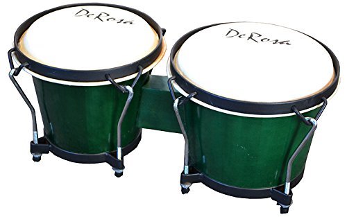 7 and 8 Inch Bongos - Tunable Bongo Drums w Buckskin Heads - Green