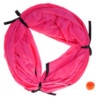 Shop4Omni 4 ft Collapsible Kitty Cat Play Tunnel with Ball - Pet Toy - Pink